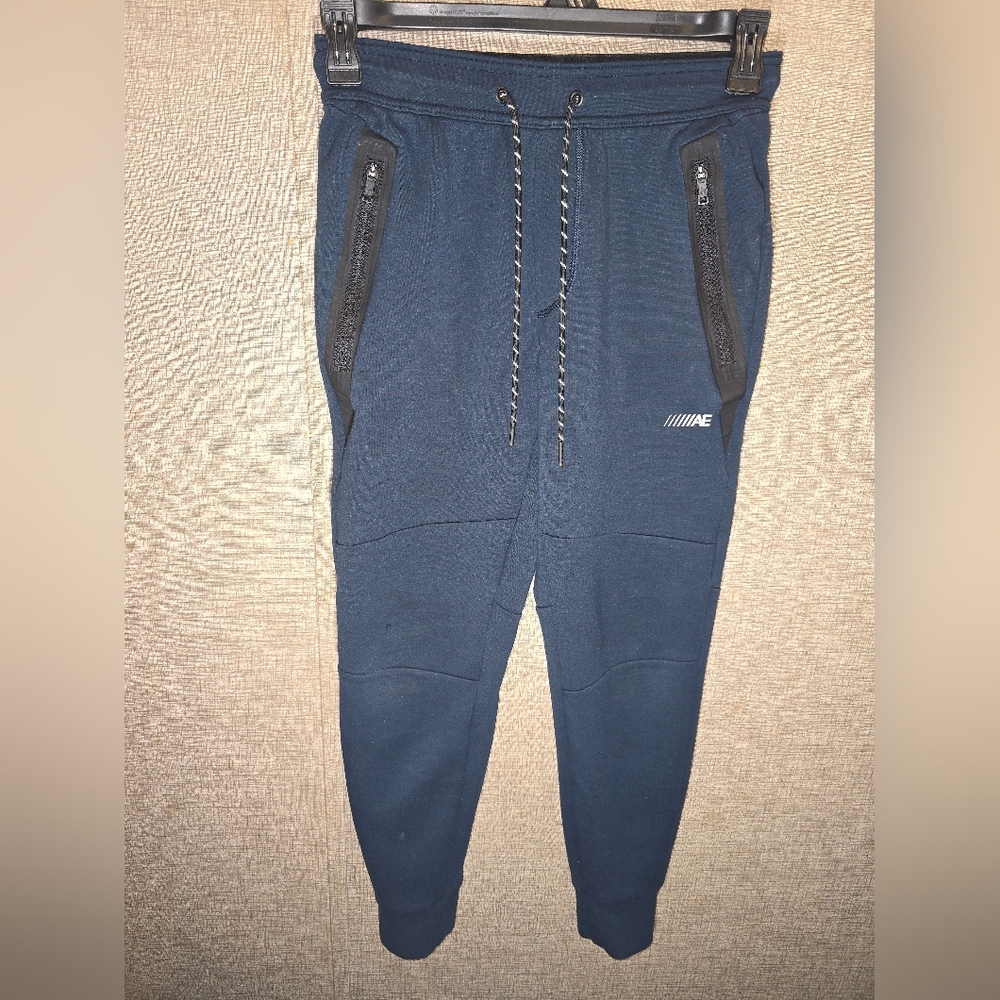 American Eagle Dark Blue Joggers with Zipper Accents XS